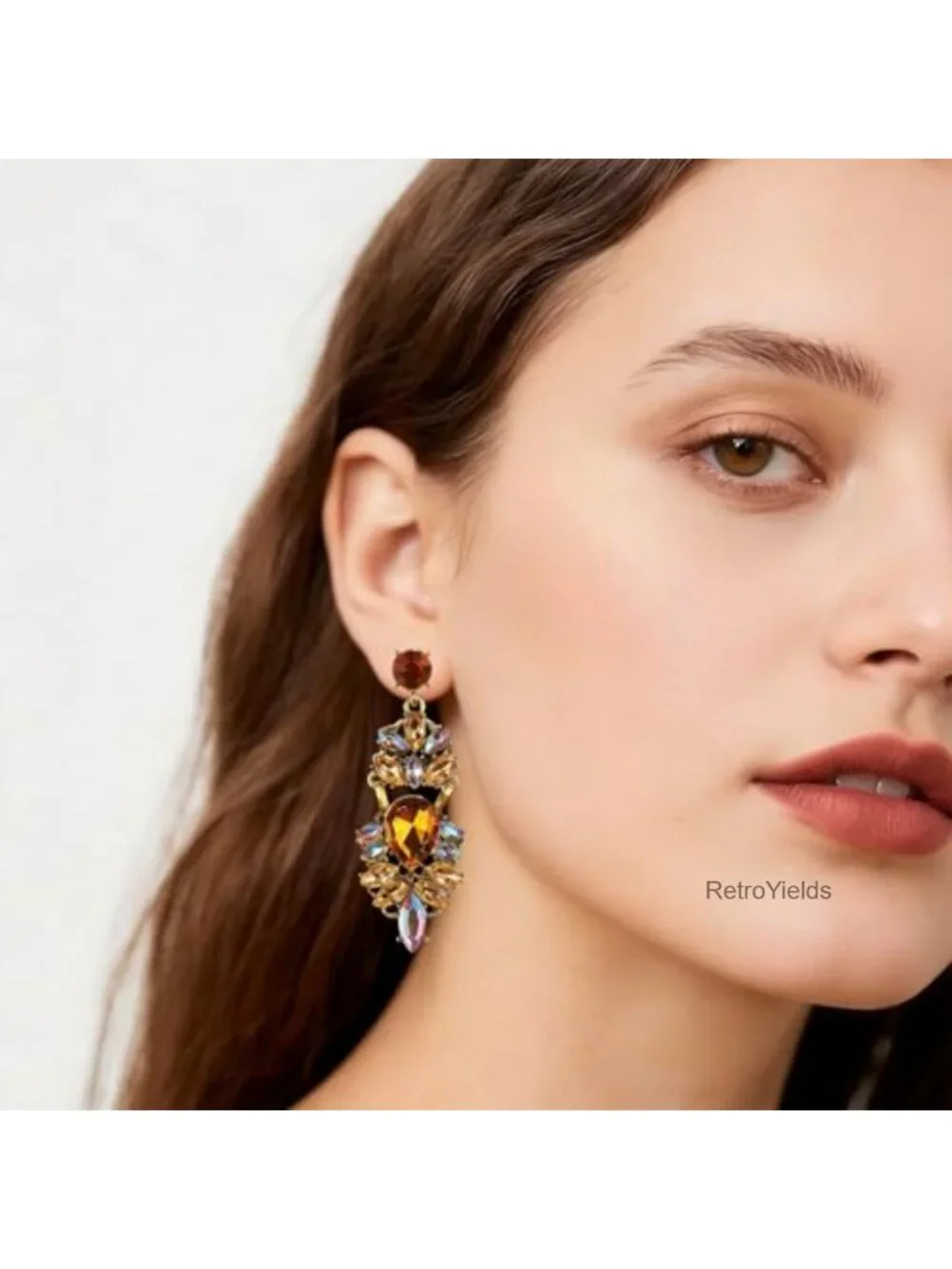 Oversized Rhinestone Chandelier Earrings Dangle Statement Jewelry for Women